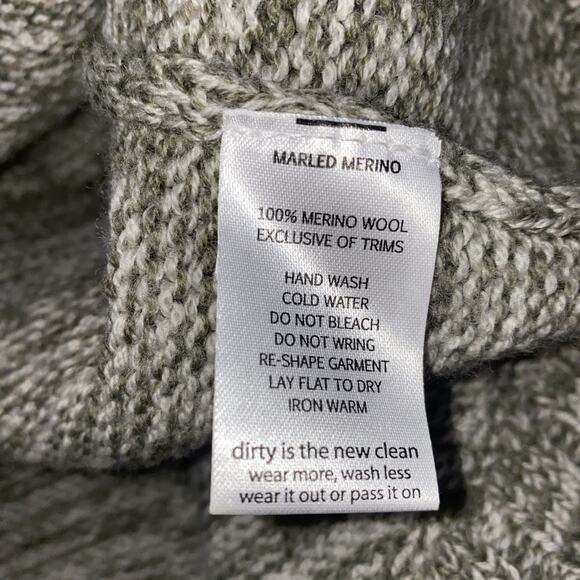 Horny Toad Sweater Womens Small 100% Merino Wool Gray Cream Hi-low Elbow Patch - Picture 6 of 8